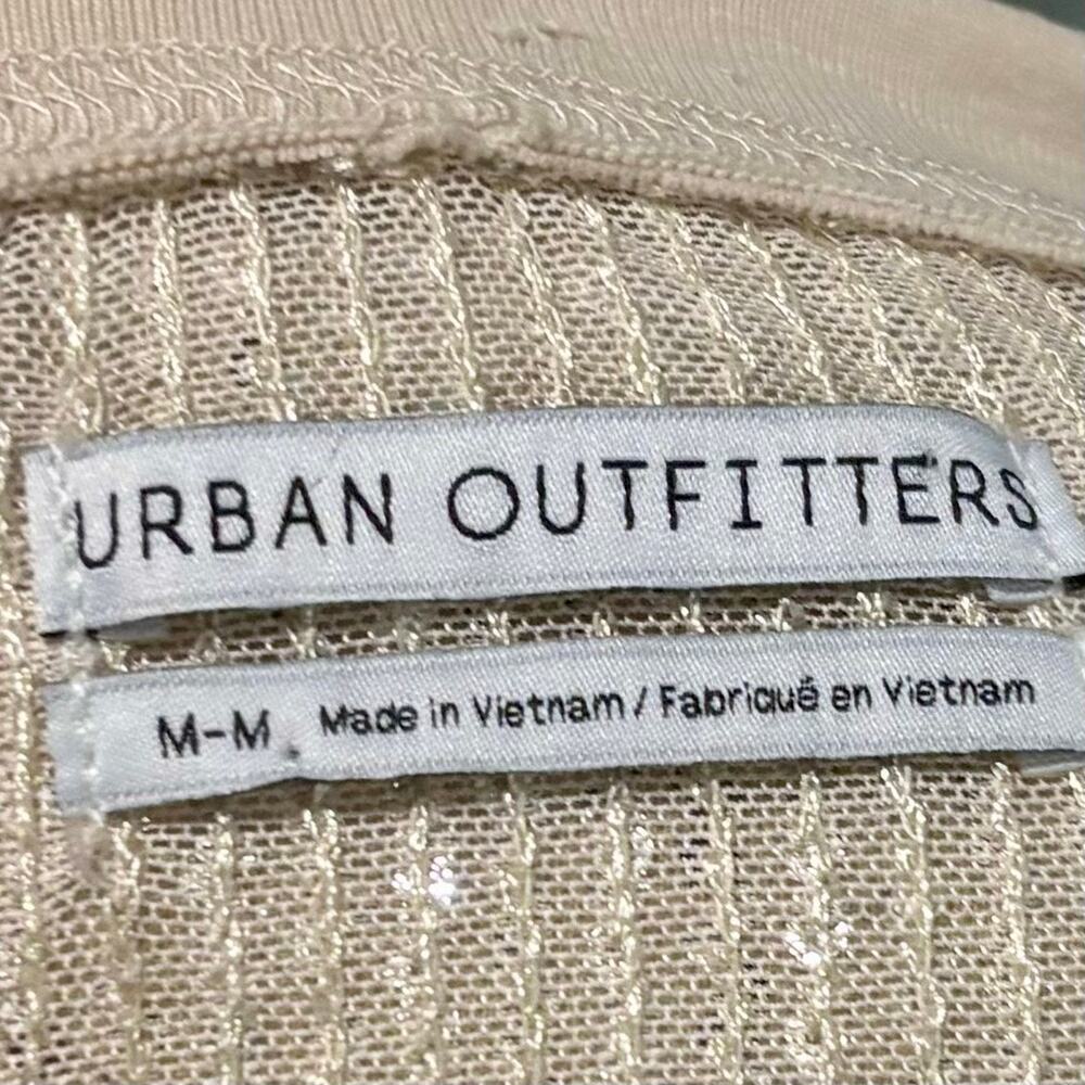Urban Outfitters Sequin Crop Top Silver Y2K Festival Disco Shiny Party Tee M - Picture 3 of 3